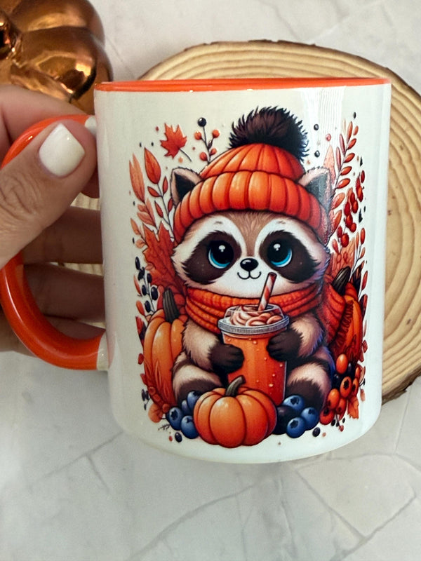 Autumn Raccoon Coffee Mug 11oz – Cozy Fall Ceramic Cup