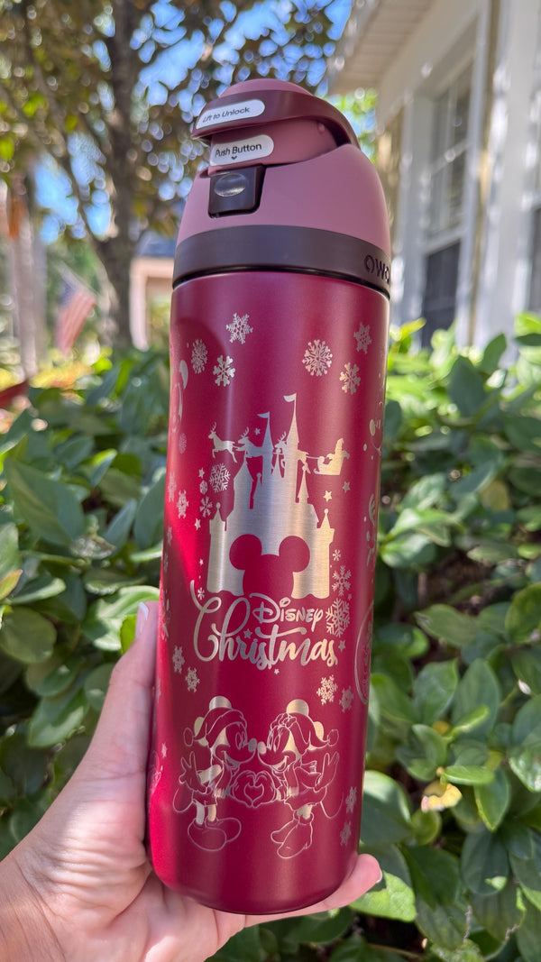 Mickey-Inspired Christmas Engraved Owala FreeSip 24 oz