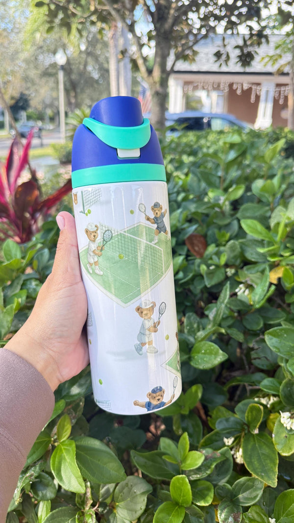 Tennis Bear Printed Tumbler 24 oz – Stainless Steel Sports Cup